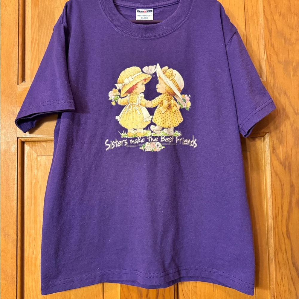 Purple Kids Shirt with Sisters Graphic